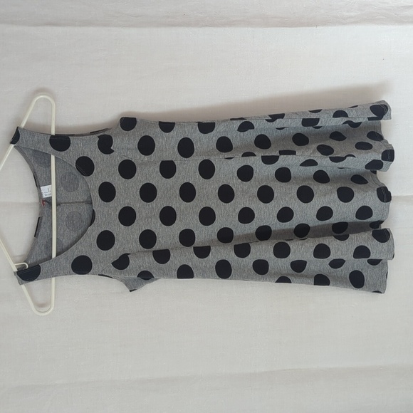 H&M Grey Black Polka Dot Tunic Mini Dress Fit Flare Size Small - Picture 1 of 5
